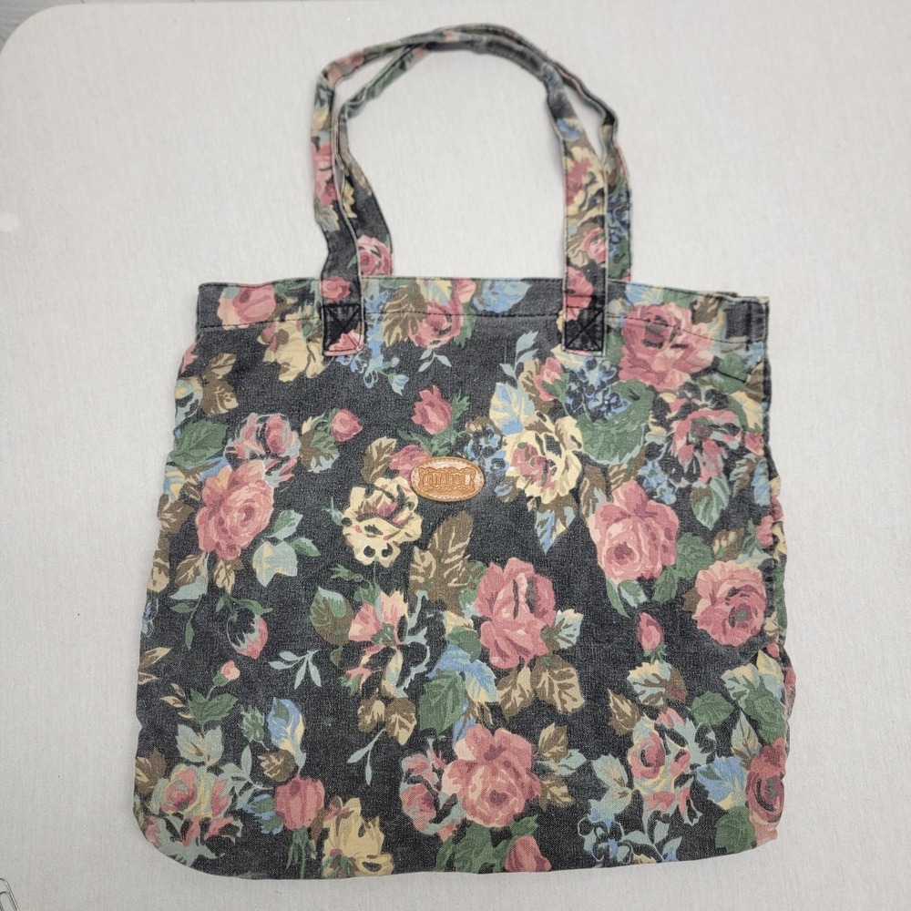 Vintage Gitano Floral Tote Bag Canvas Cottagecore Shoulder Bag